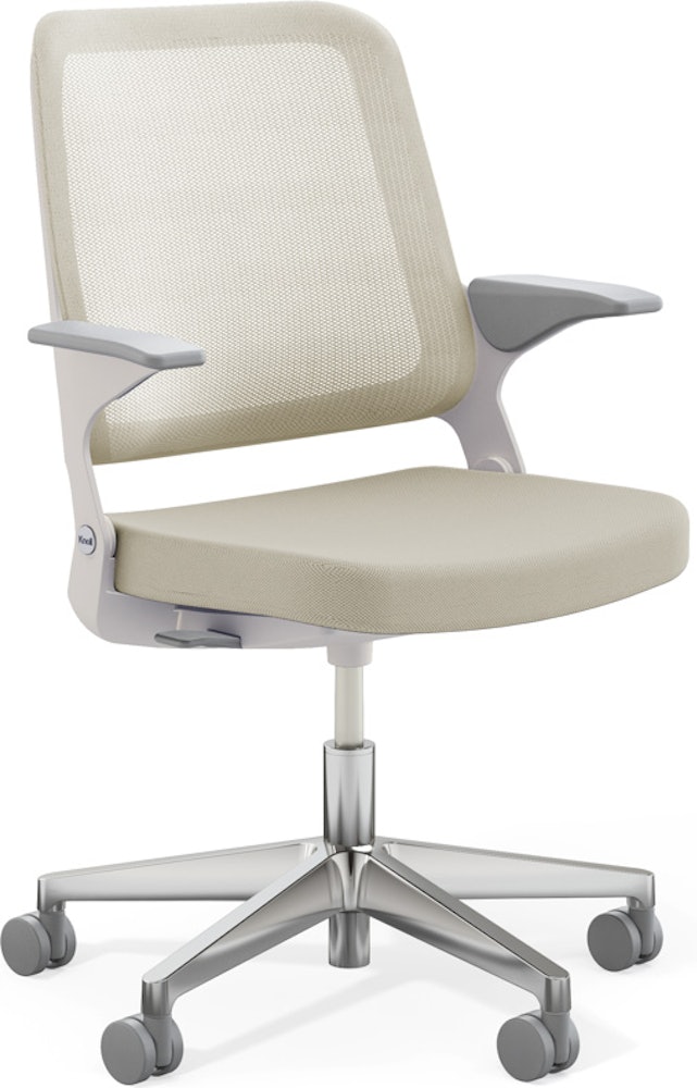 Ollo Chair - Arms, Husk, Husk, Light Grey, Polished Aluminum, Soft Casters