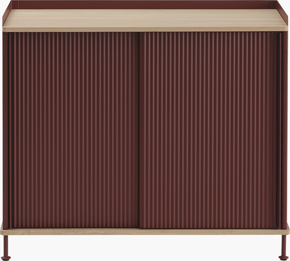 Enfold Sideboard, Tall: Deep Red and Oak
