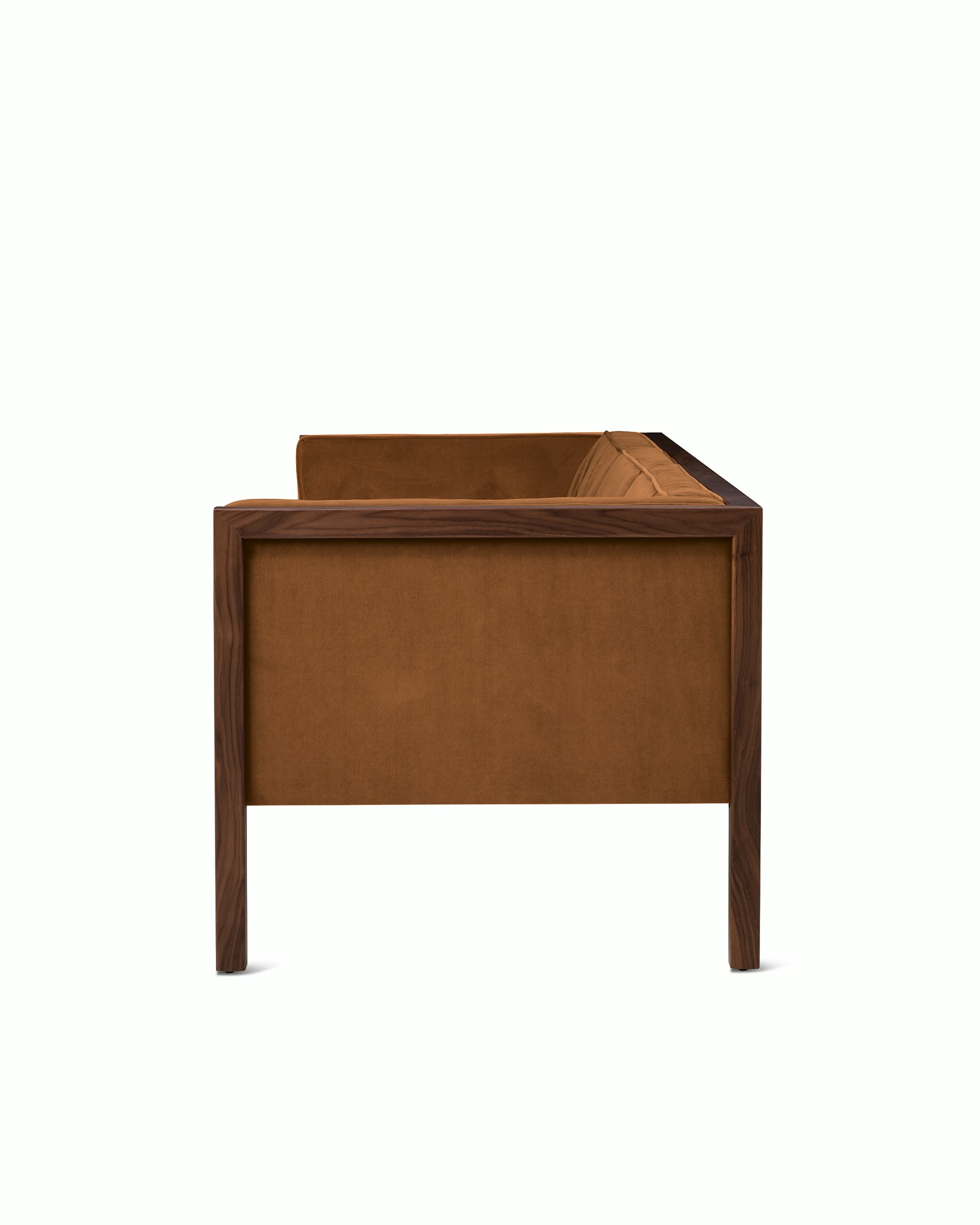 Nelson Cube Sofa in velvet and walnut