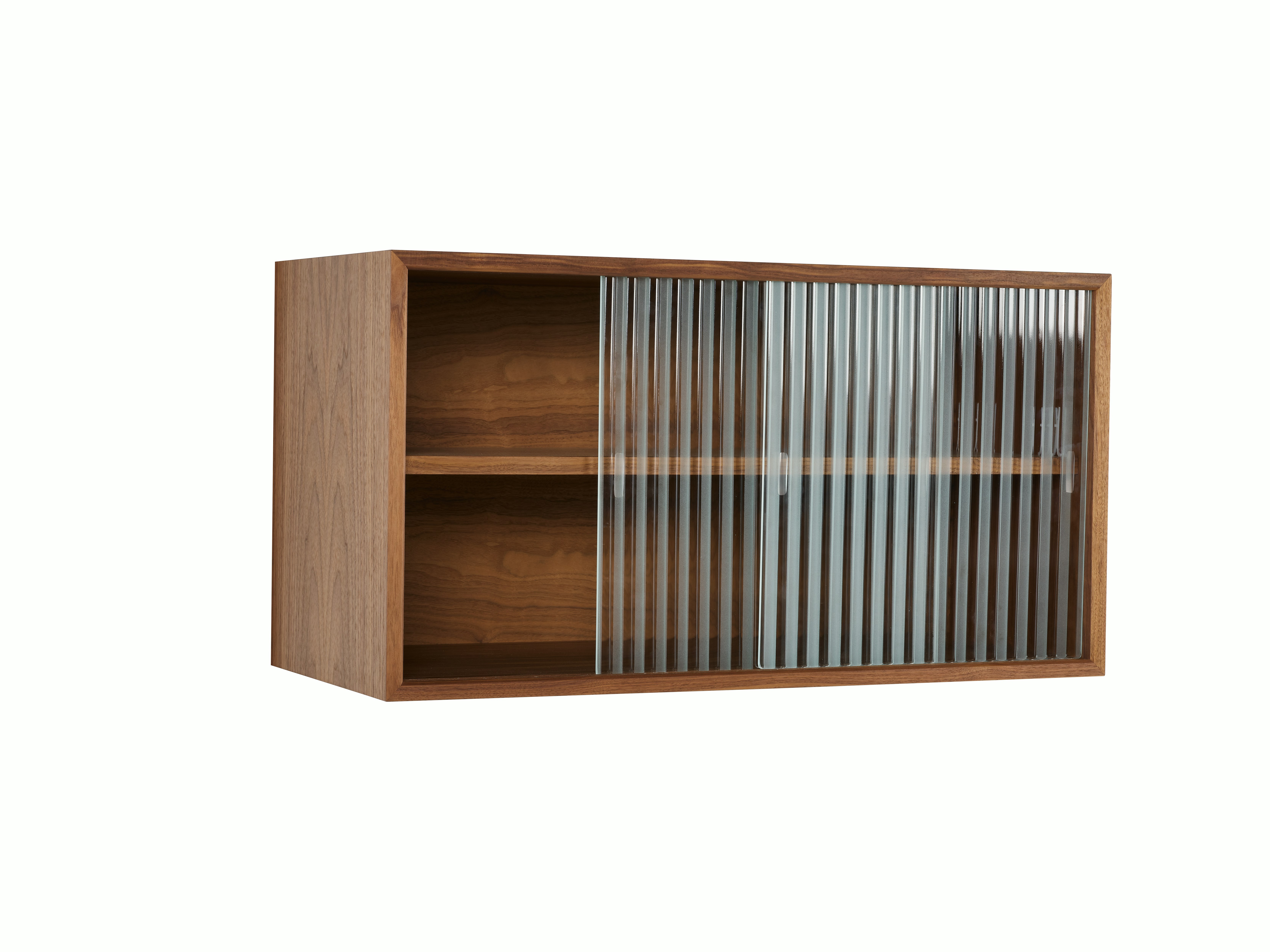 Royal System Cabinets - Walnut,  Rippled Glass Cabinet