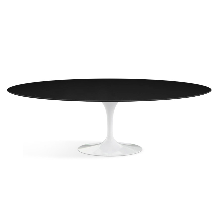 Saarinen Dining Table, 98", Black Laminate, White