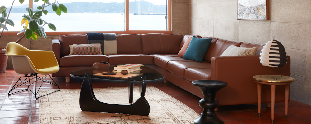 Lispenard Sectional with Noguchi Rudder and Eames Wire Base Low Armchair