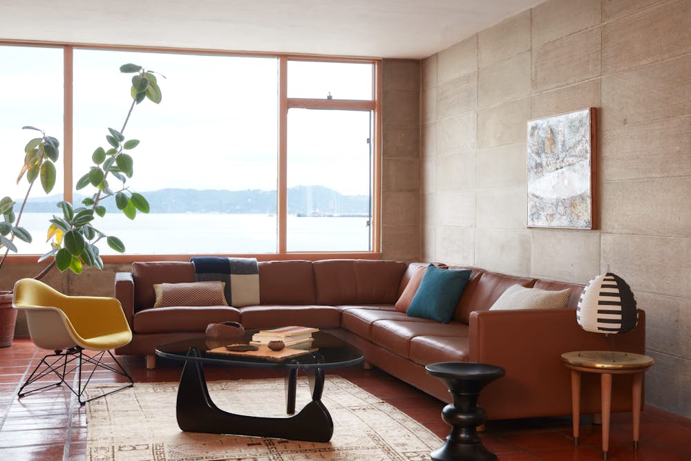 Lispenard Sectional with Noguchi Rudder and Eames Wire Base Low Armchair