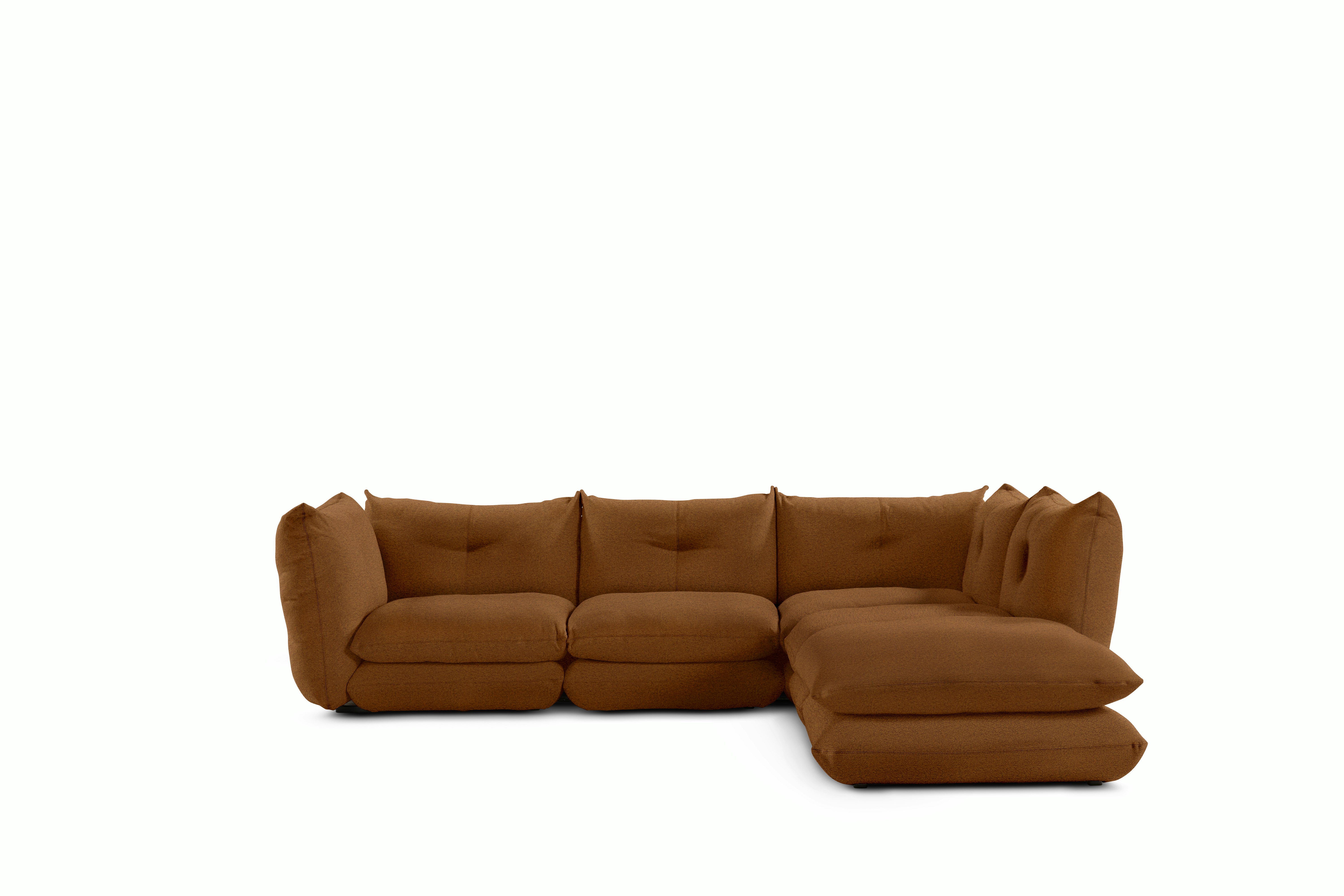 Pillo Sectional -  Right,  Four Seater with Ottoman,  Standard,  Puff ,  Bronze