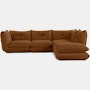 Pillo Sectional -  Right,  Four Seater with Ottoman,  Standard,  Puff ,  Bronze