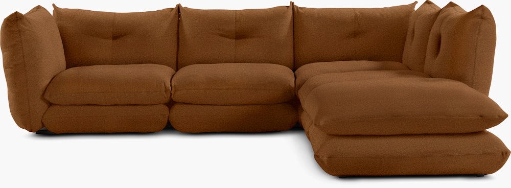 Pillo Sectional -  Right,  Four Seater with Ottoman,  Standard,  Puff ,  Bronze