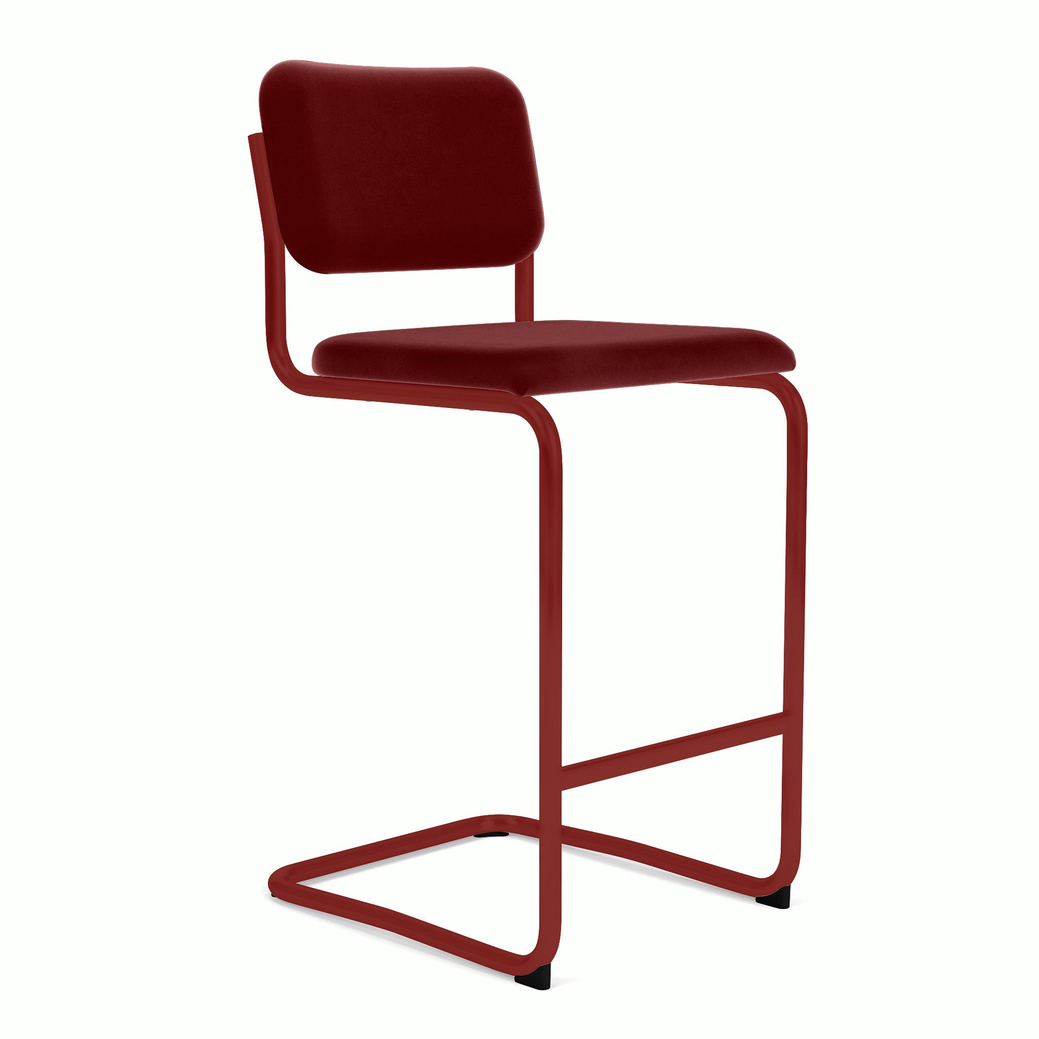 Cesca Upholstered Stool - Fully Upholstered,  Knoll Velvet,  Flamenco,  Red