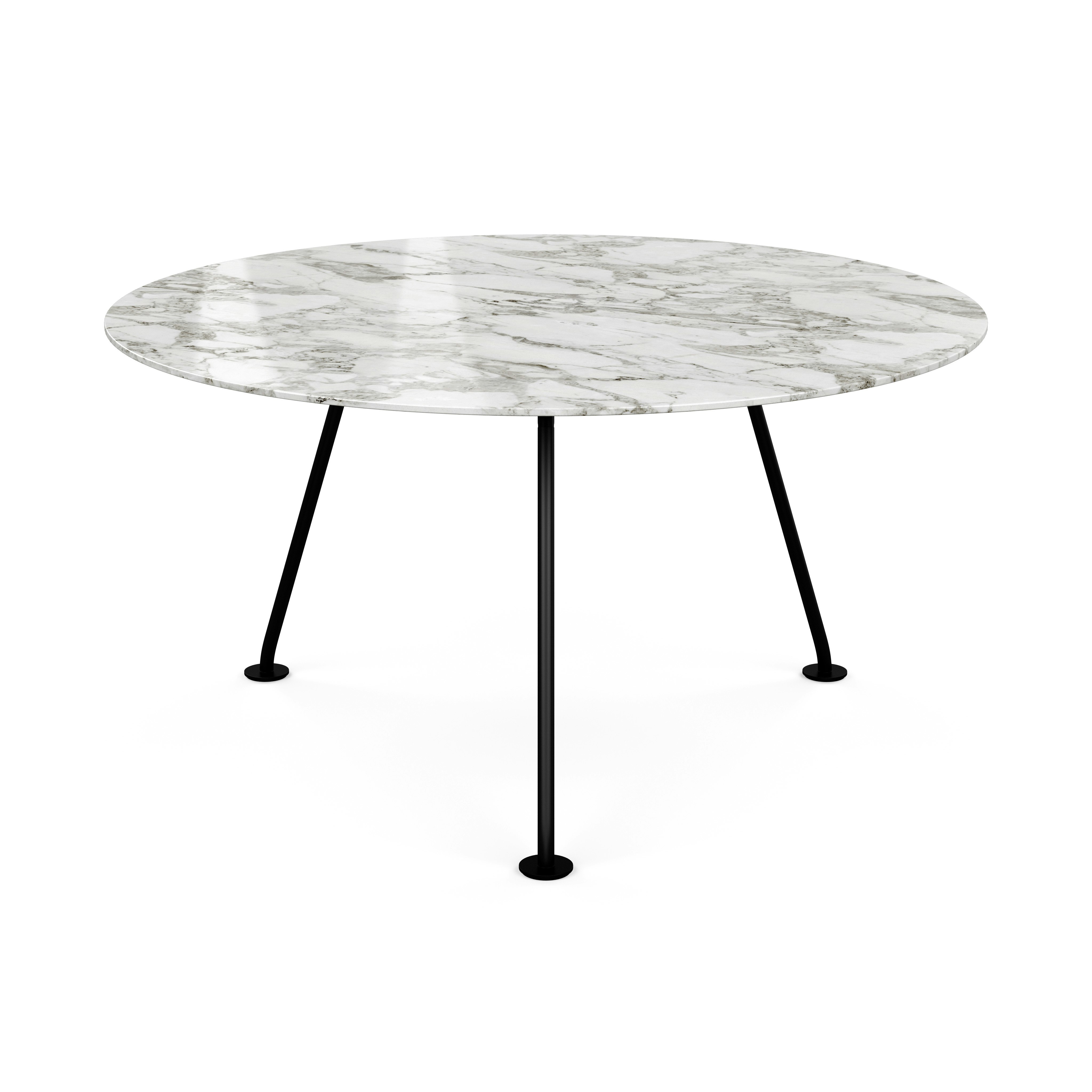 Grasshopper Dining Table - Round,  54",  Polished Arabescato Marble,  Black"