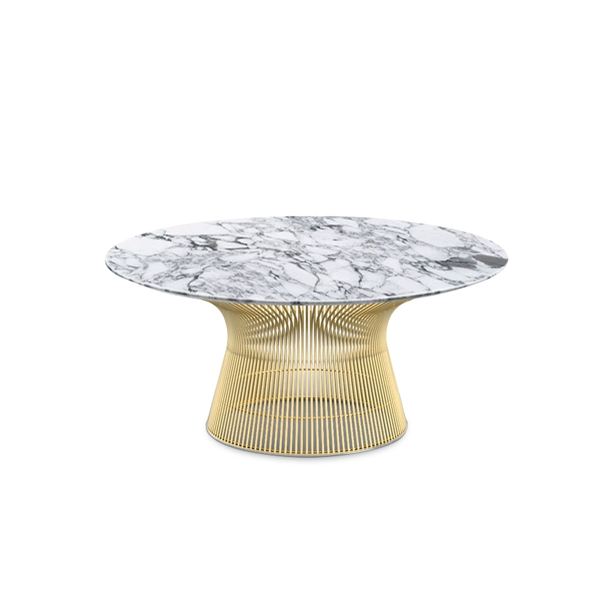 Platner Coffee Table - 36", Polished Arabescato Marble, Gold