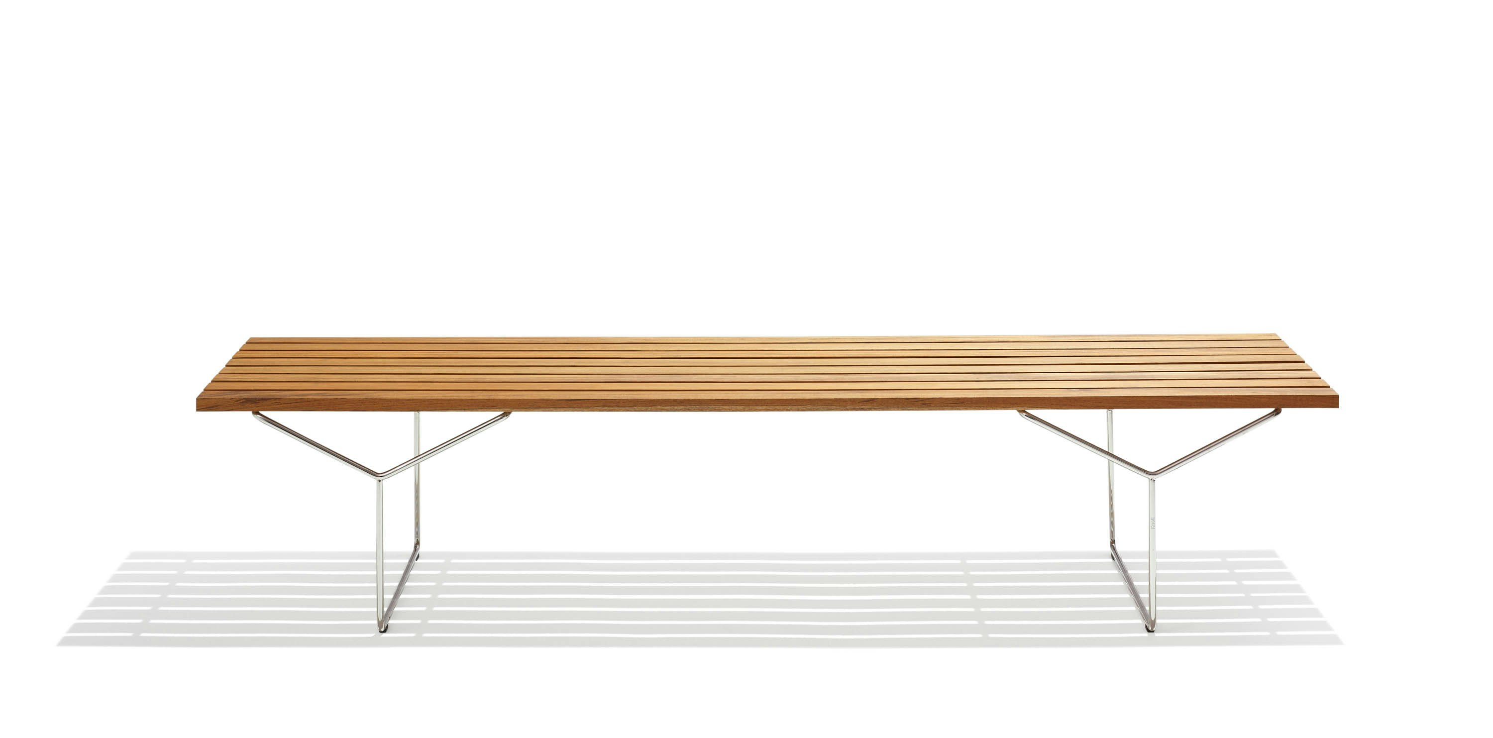 KnollStudio Teak Wood Bertoia Bench Side View