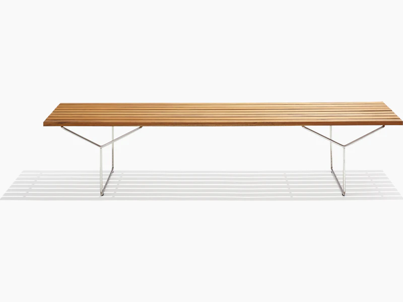 KnollStudio Teak Wood Bertoia Bench Side View