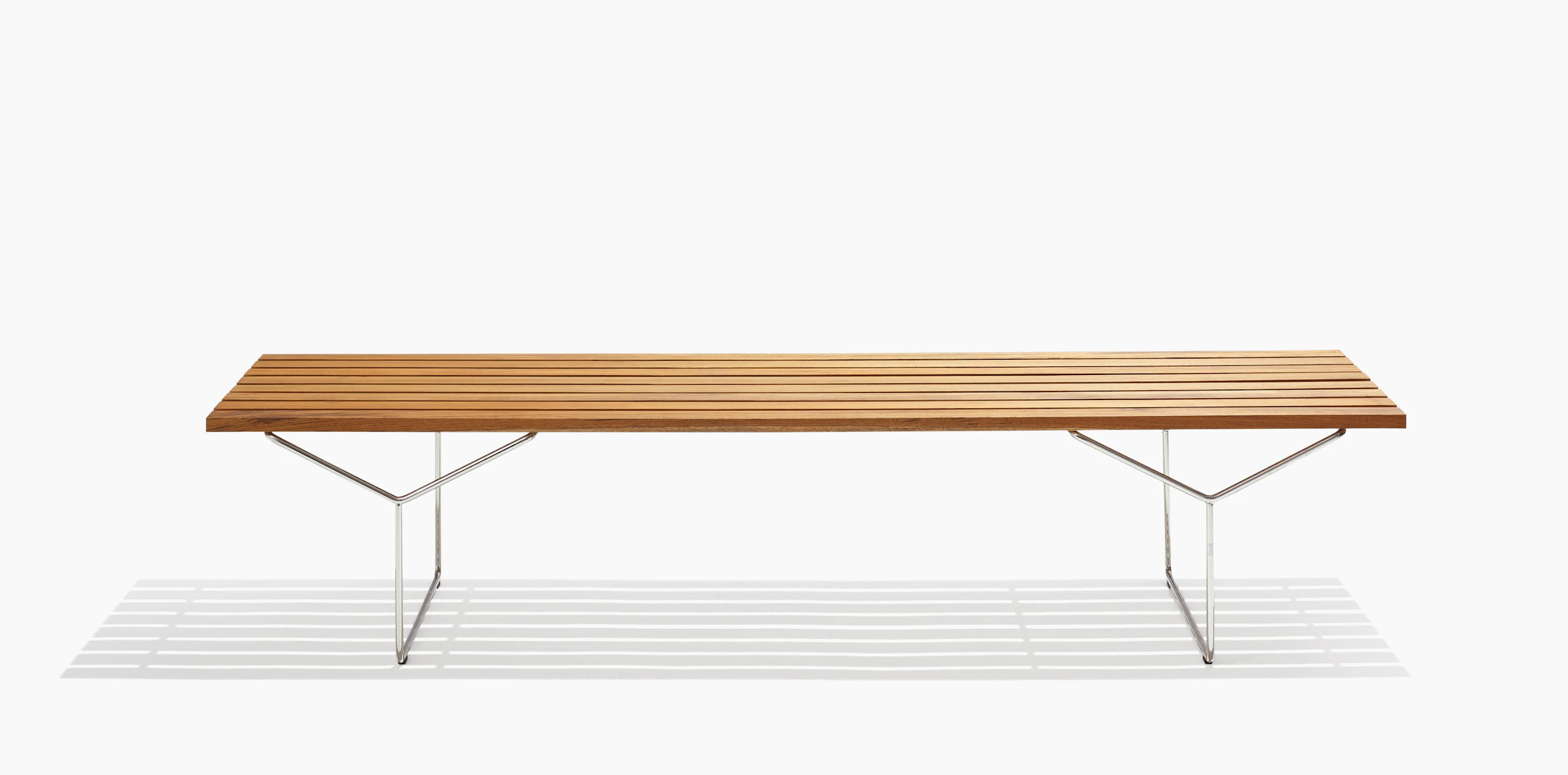 KnollStudio Teak Wood Bertoia Bench Side View