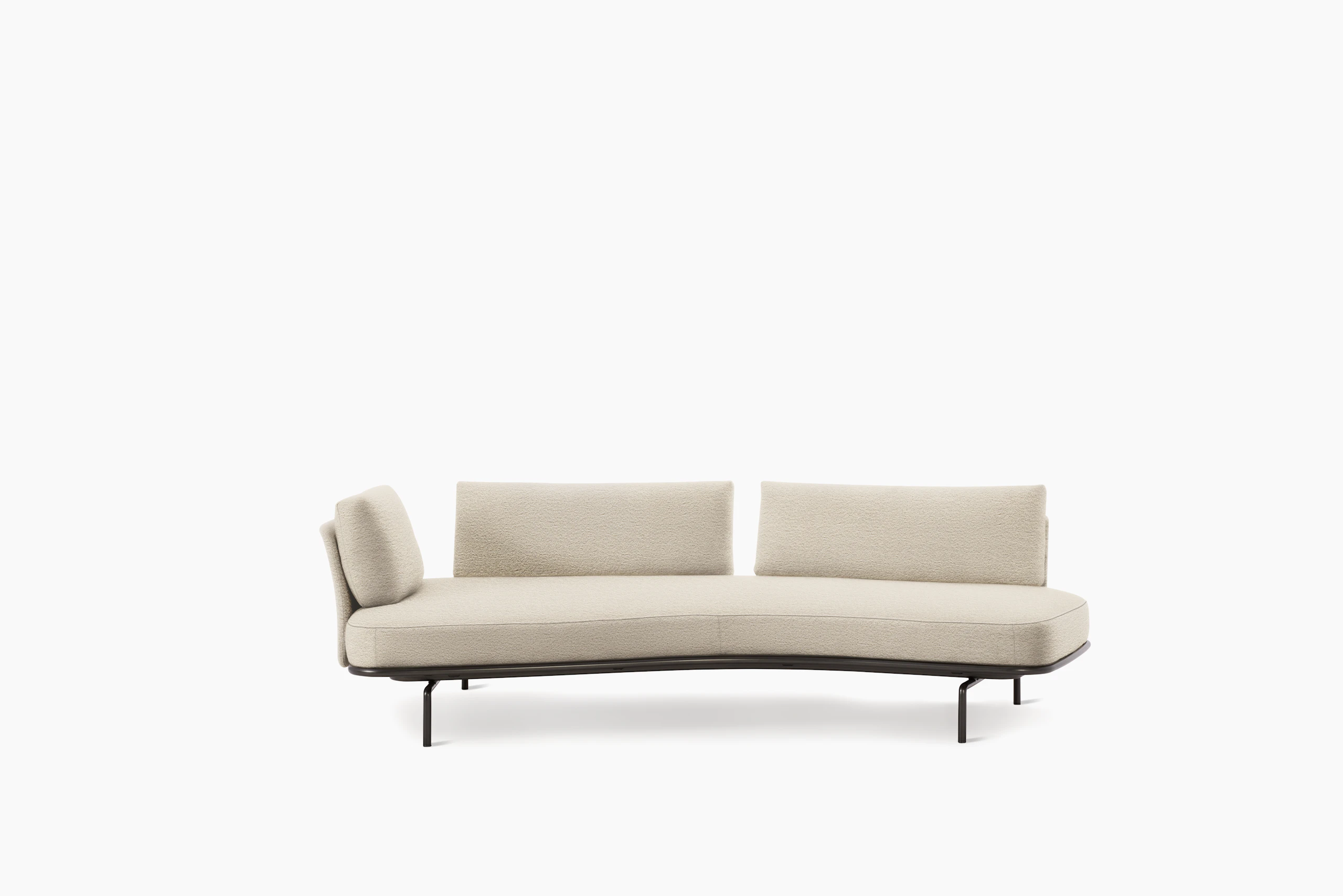 Panoramic Sofa - Right, Small / Double Large, Curly, Ivory, Charcoal