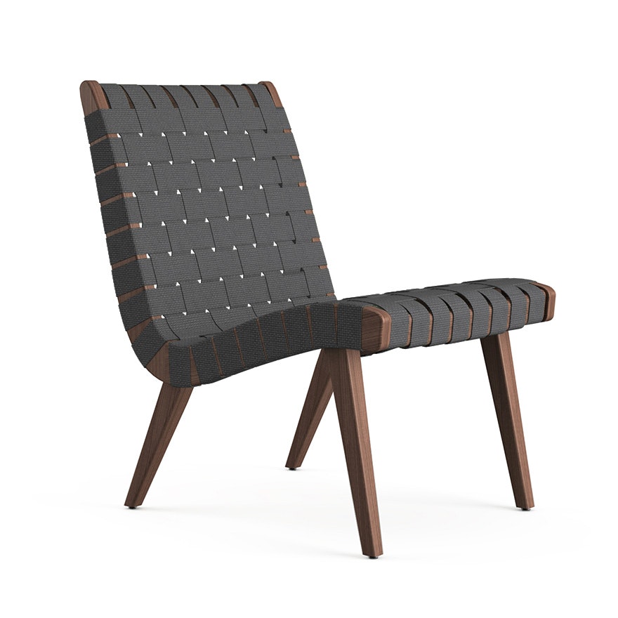 Risom Lounge Chair - Armless, Dark Grey Cotton, Light Walnut