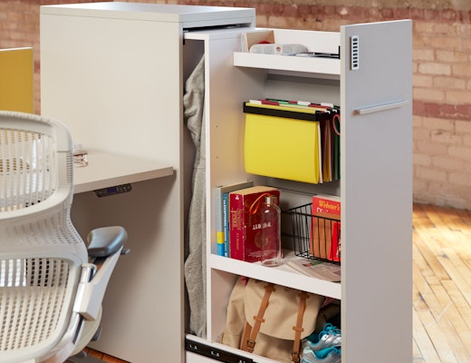 Anchor Slide Out Tower with Slatwall Interior Anchor Formway Design Marc Krusin Personal Storage Scribe Slatwall efficient planning keypad lock tone tools