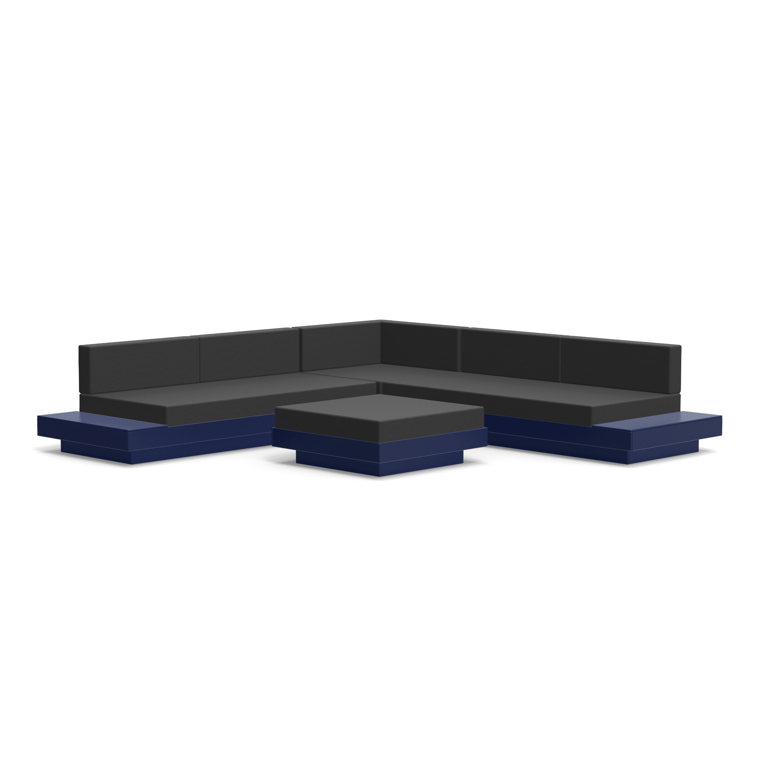 Platform One Corner Sectional with Ottoman - Navy Blue; Cast Charcoal