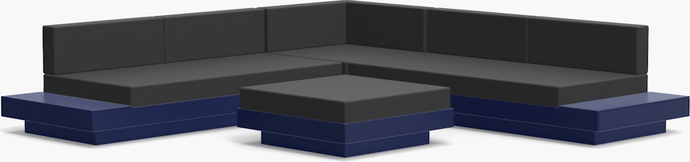 Platform One Corner Sectional with Ottoman - Navy Blue; Cast Charcoal