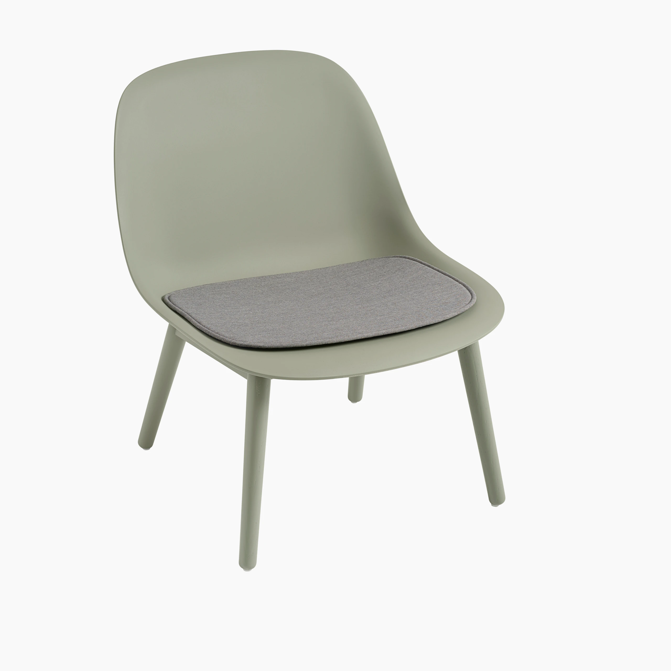 Fiber lounge chair wood base dusty green seat pad remix 133