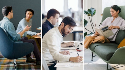 A collage of images showing a variety of workplaces.