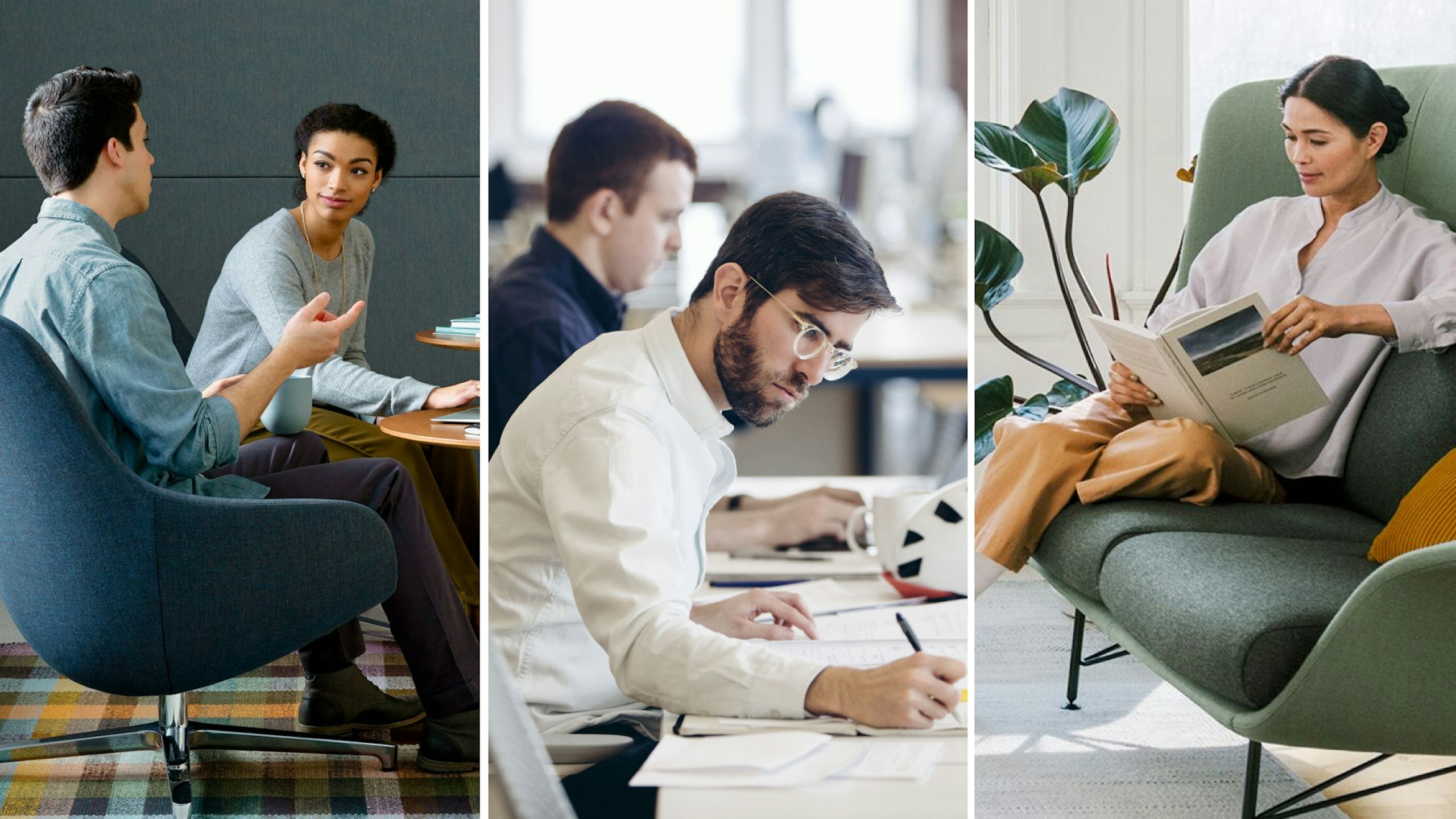 Un collage de imágenes que muestran una variedad de lugares de trabajo.