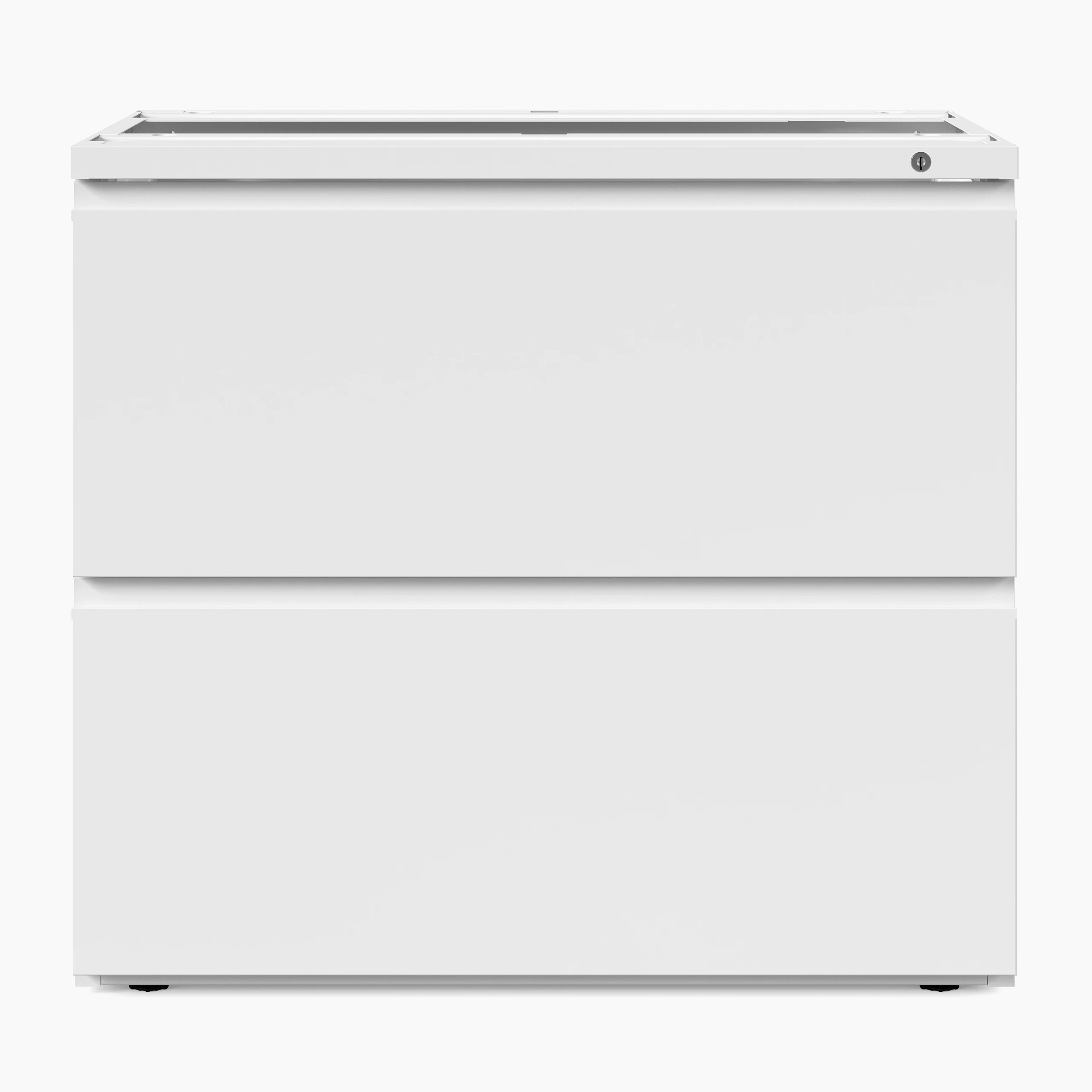 White Series 2 doublewide pedestal storage, viewed from the front.