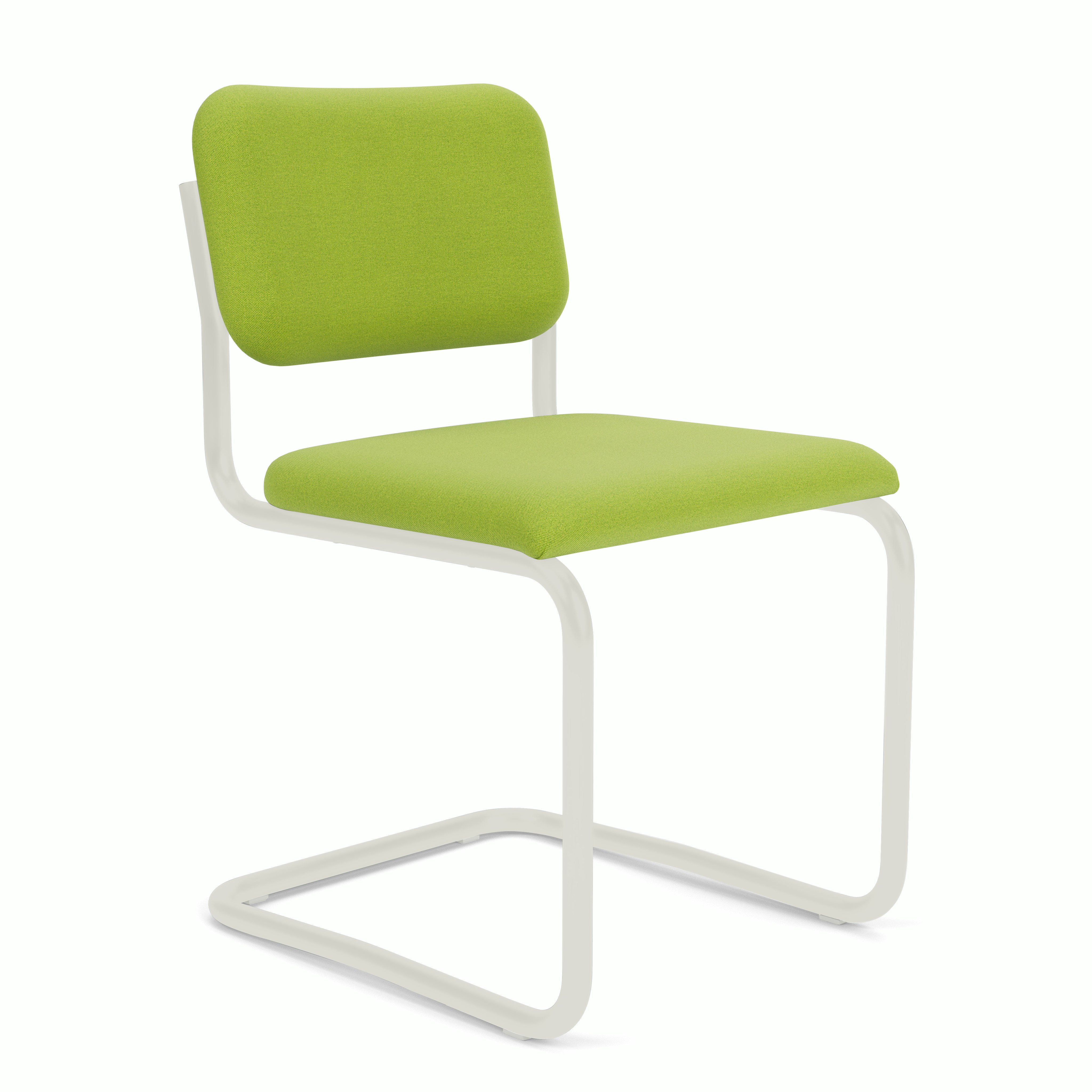 Cesca Upholstered Chair - Side Chair ,  Fully upholstered,   hourglass,  spring,  white frame