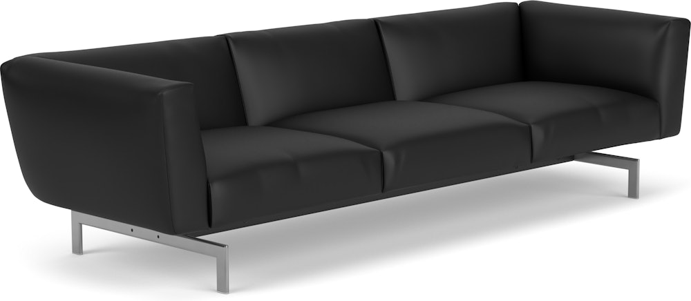 Avio Sofa - Three Seater, Volo Leather, Black, Silver