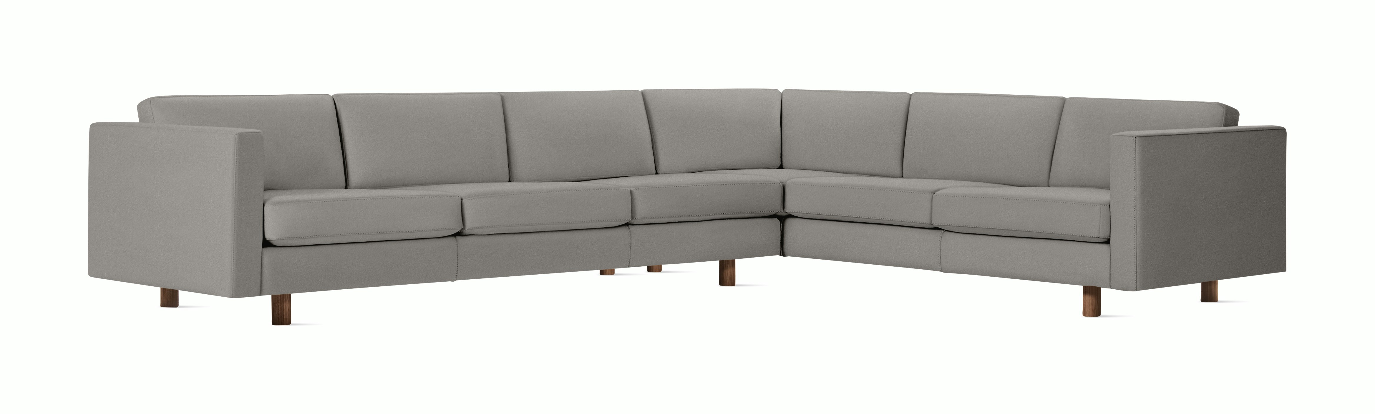 Lispenard Sectional in gray leather with 4" legs.