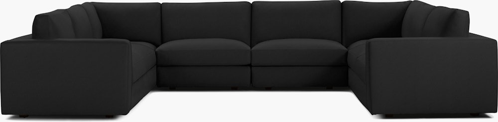 Reid Corner Sectional - U Shaped Sectional,  Standard,  Prone Leather,  Obsidian,  1" Block"
