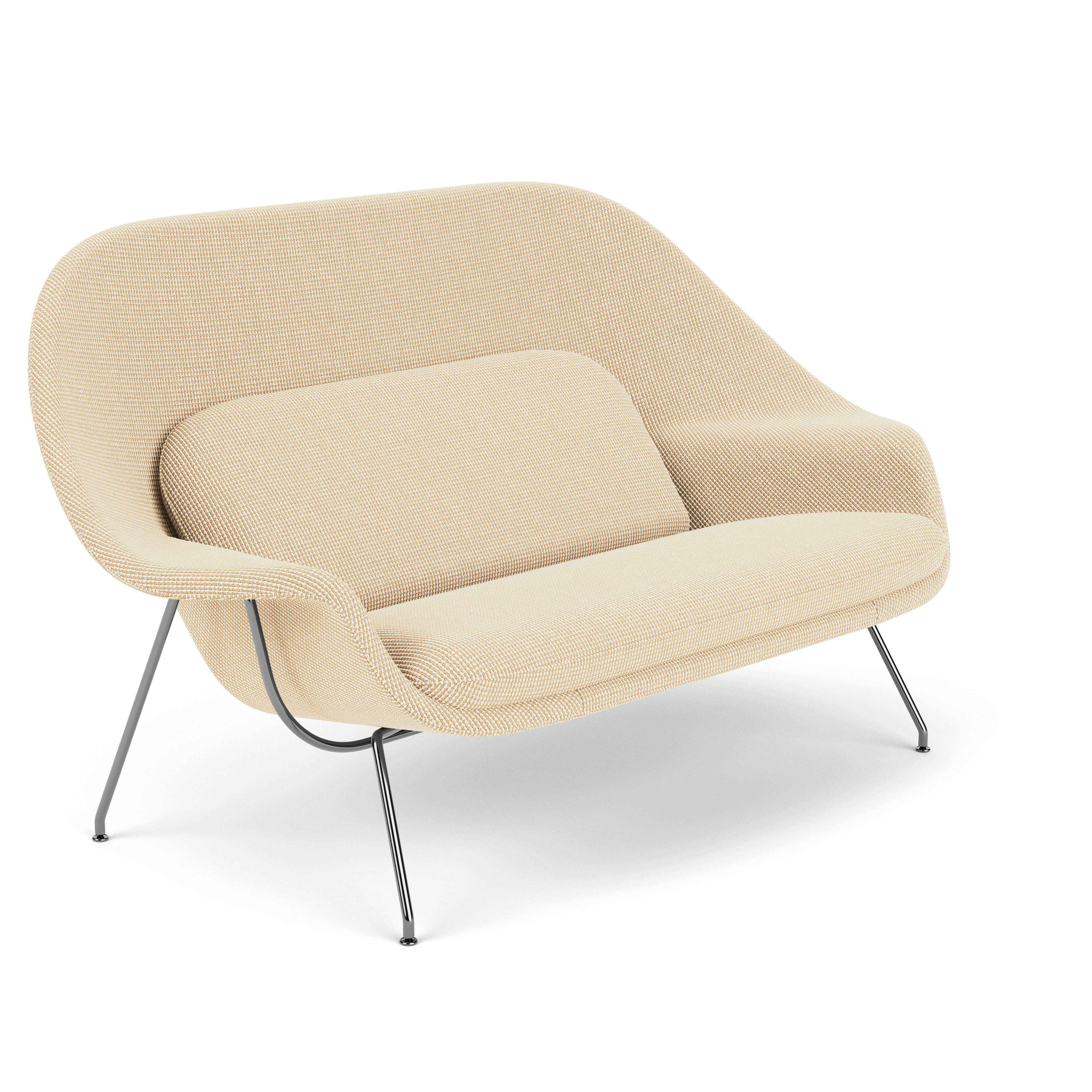 Womb Settee - Cato,  Ivory,  Chrome