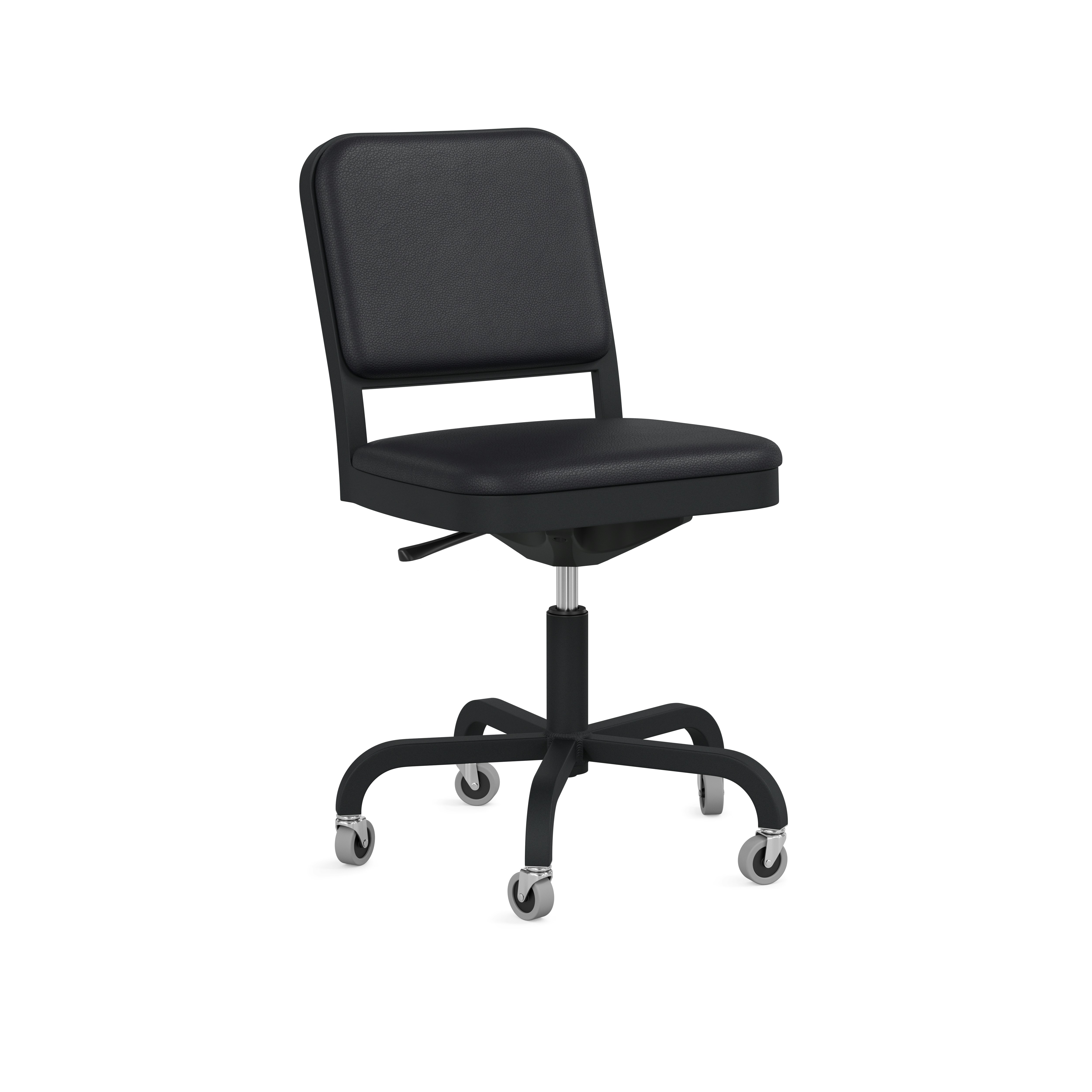 Navy Officer Task Chair - Black, Volo Leather, Black, No Arms