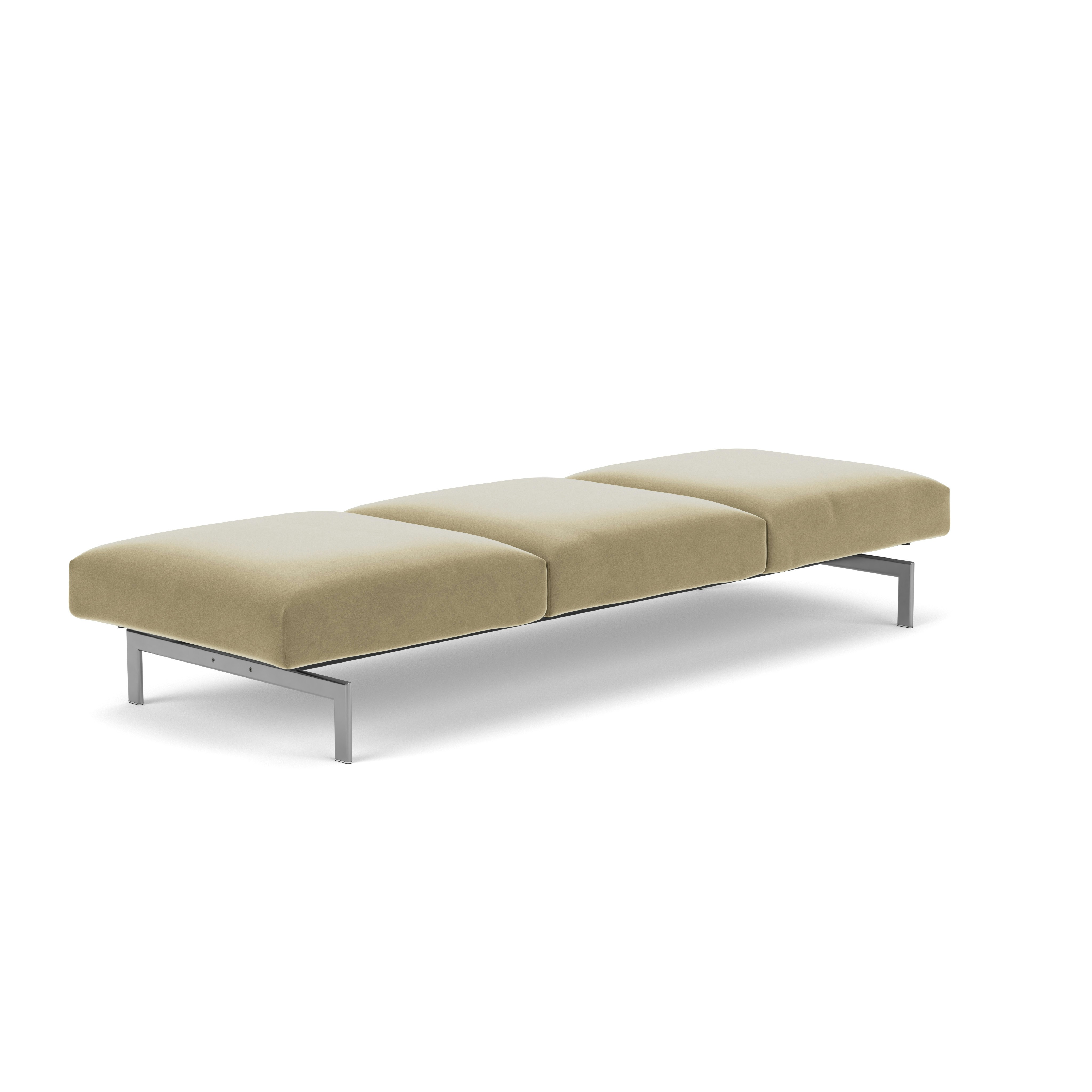 Avio Bench - Three Seater, Knoll Velvet, Sandstone, Silver