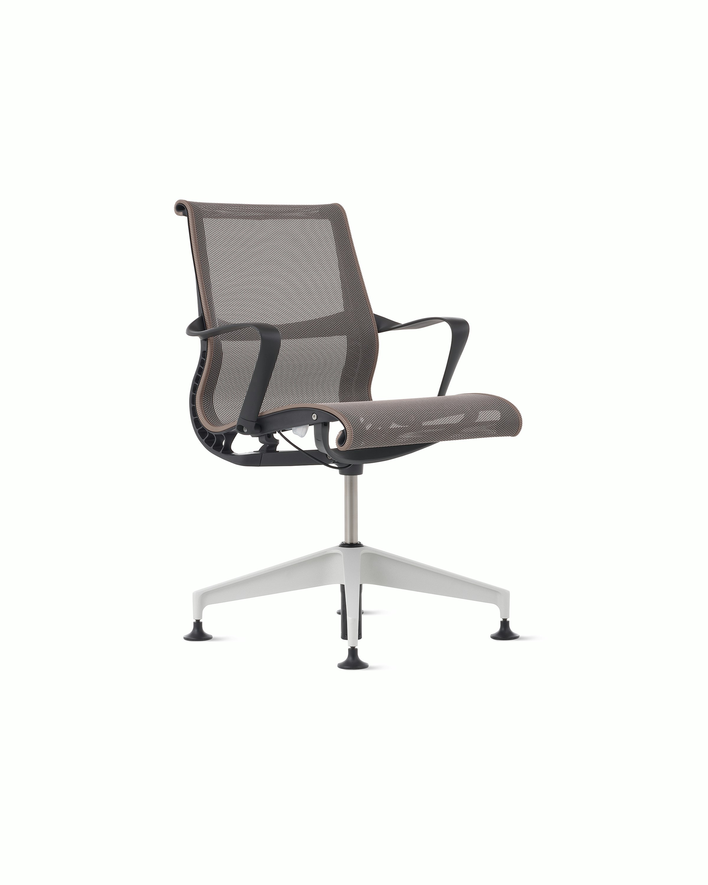 Setu Side Chair - Ribbon Arms, Intercept, Cocoa, Graphite, Silver Alloy, Glide