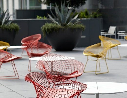 Outdoor Bertoia Diamond Chair and Schultz Petal Coffee Table Bertoia Diamond Chair Richard Schultz Petal Coffee Table outdoor community shared spaces