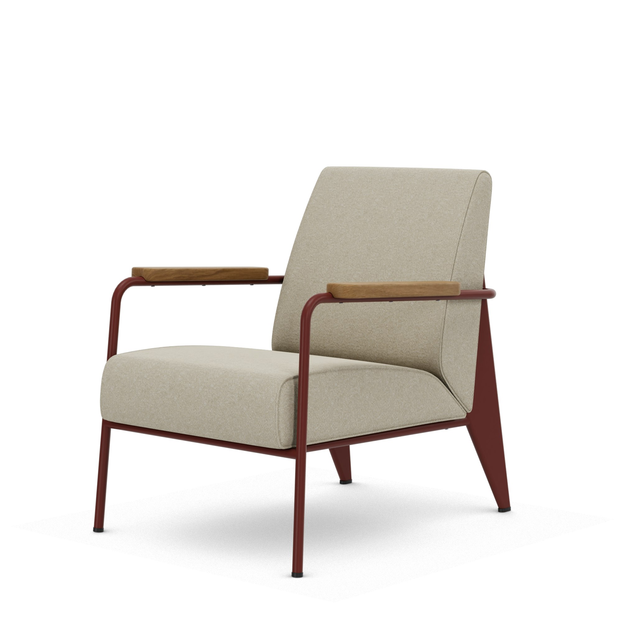 Fauteuil De Salon - Nubia,   Cream,   Japanese Red,   Natural Oak,   Hard Glides