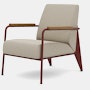 Fauteuil De Salon - Nubia,   Cream,   Japanese Red,   Natural Oak,   Hard Glides