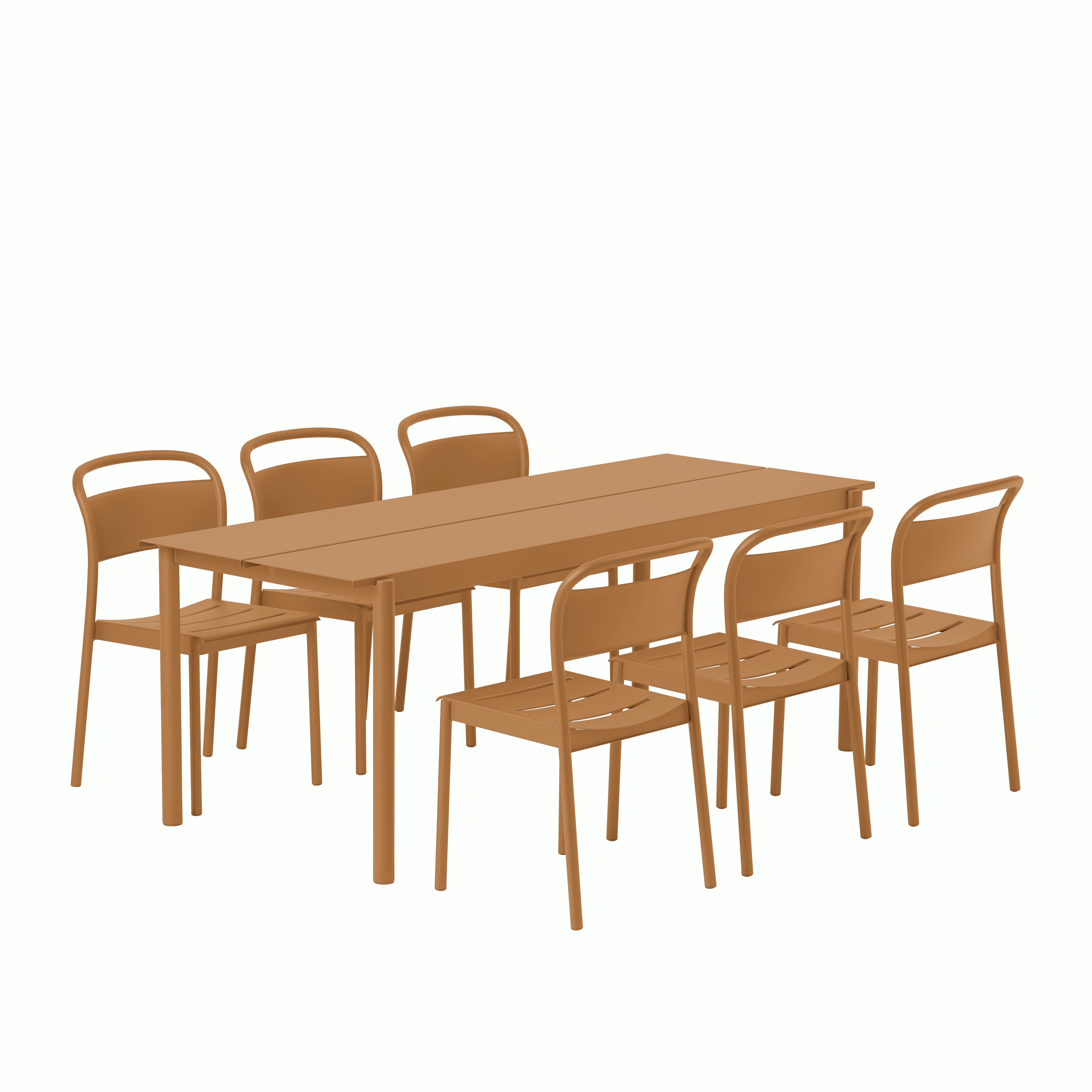 Linear Dining Set - 87" Table & 6 Side Chairs,  Burnt Orange"