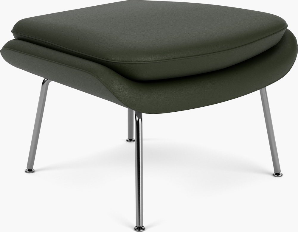 Womb Ottoman - Standard, Volo Leather, Arbor Shade, Chrome