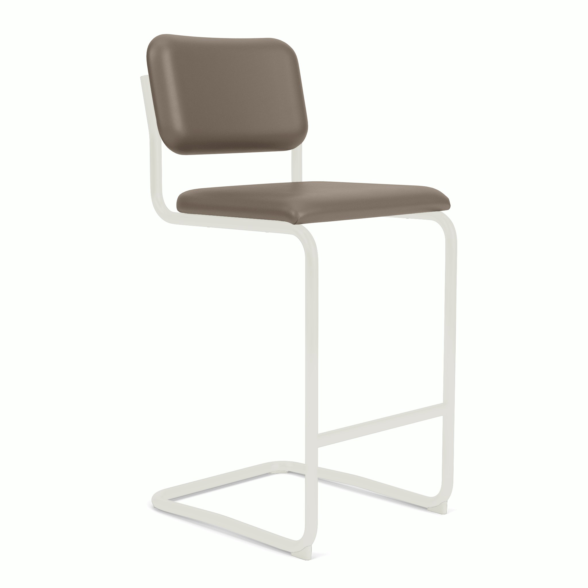 Cesca Upholstered Stool - Bar Height ,  Fully upholstered,   Acqua Leather,  aquitania,  white frame