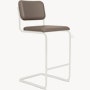 Cesca Upholstered Stool - Bar Height ,  Fully upholstered,   Acqua Leather,  aquitania,  white frame