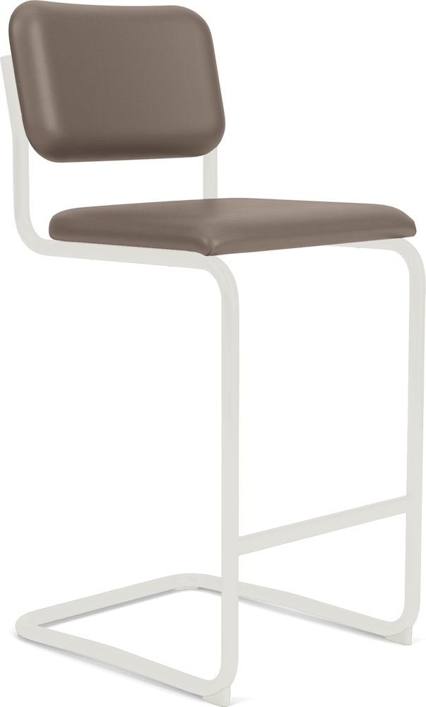 Cesca Upholstered Stool - Bar Height ,  Fully upholstered,   Acqua Leather,  aquitania,  white frame