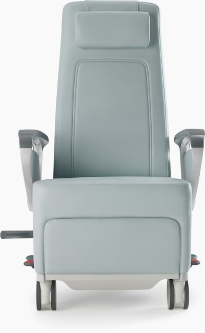 Nemschoff Ava Recliner with arcade back in a light blue upholstery, viewed from the front.