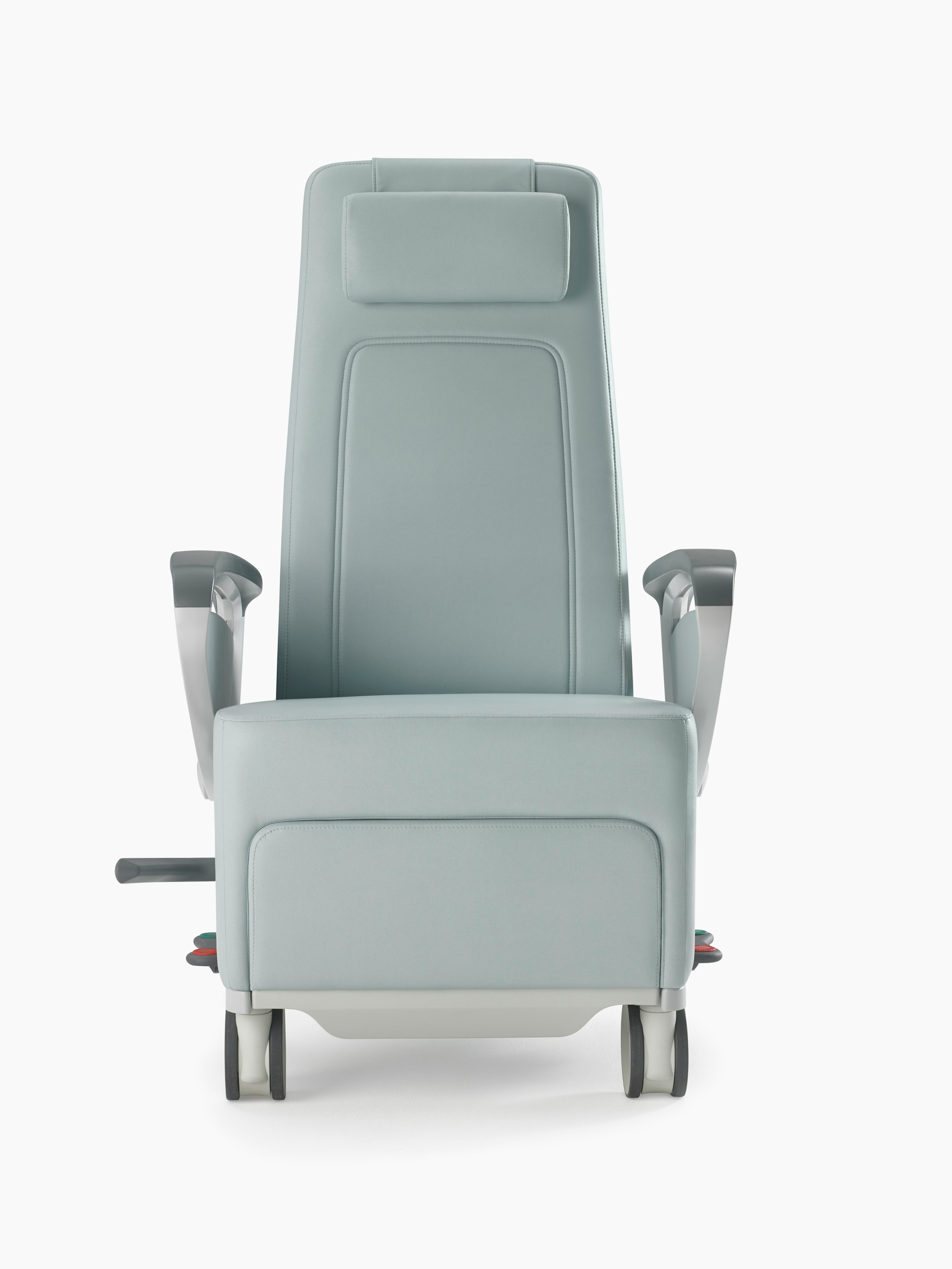 Nemschoff Ava Recliner with arcade back in a light blue upholstery, viewed from the front.