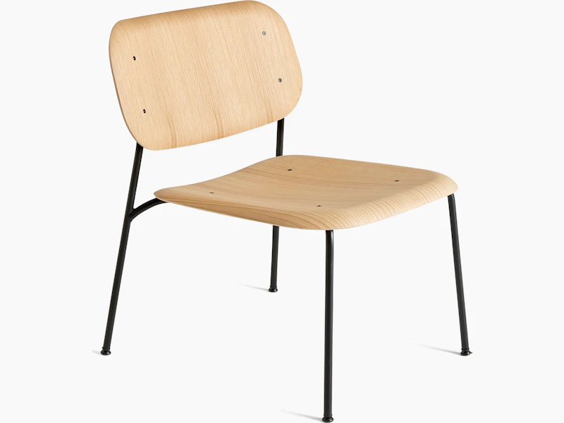 An oak Soft Edge Lounge Chair.