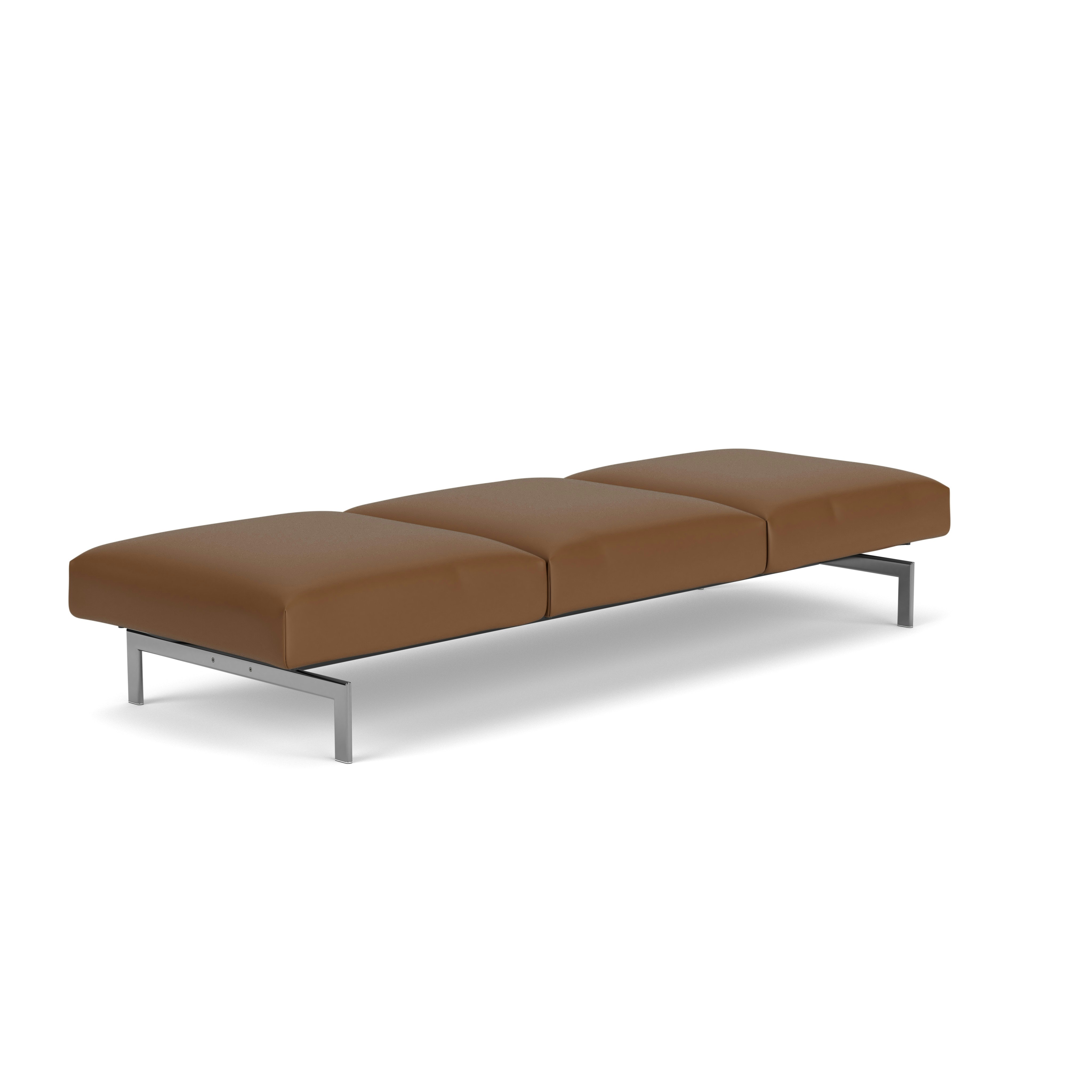 Avio Bench - Three Seater, Volo Leather, Toast, Polished Chrome