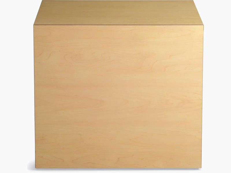 Cube Table in a natural maple finish.