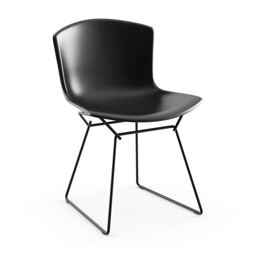 Bertoia Molded Shell Side Chair, Black Shell, Black Frame