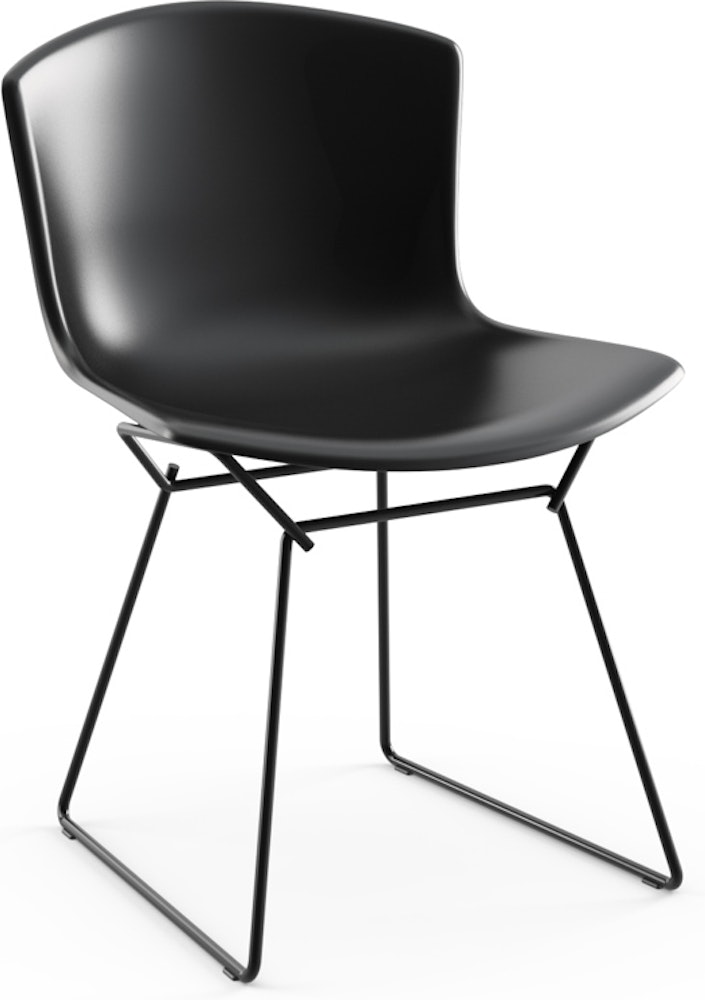 Bertoia Molded Shell Side Chair, Black Shell, Black Frame