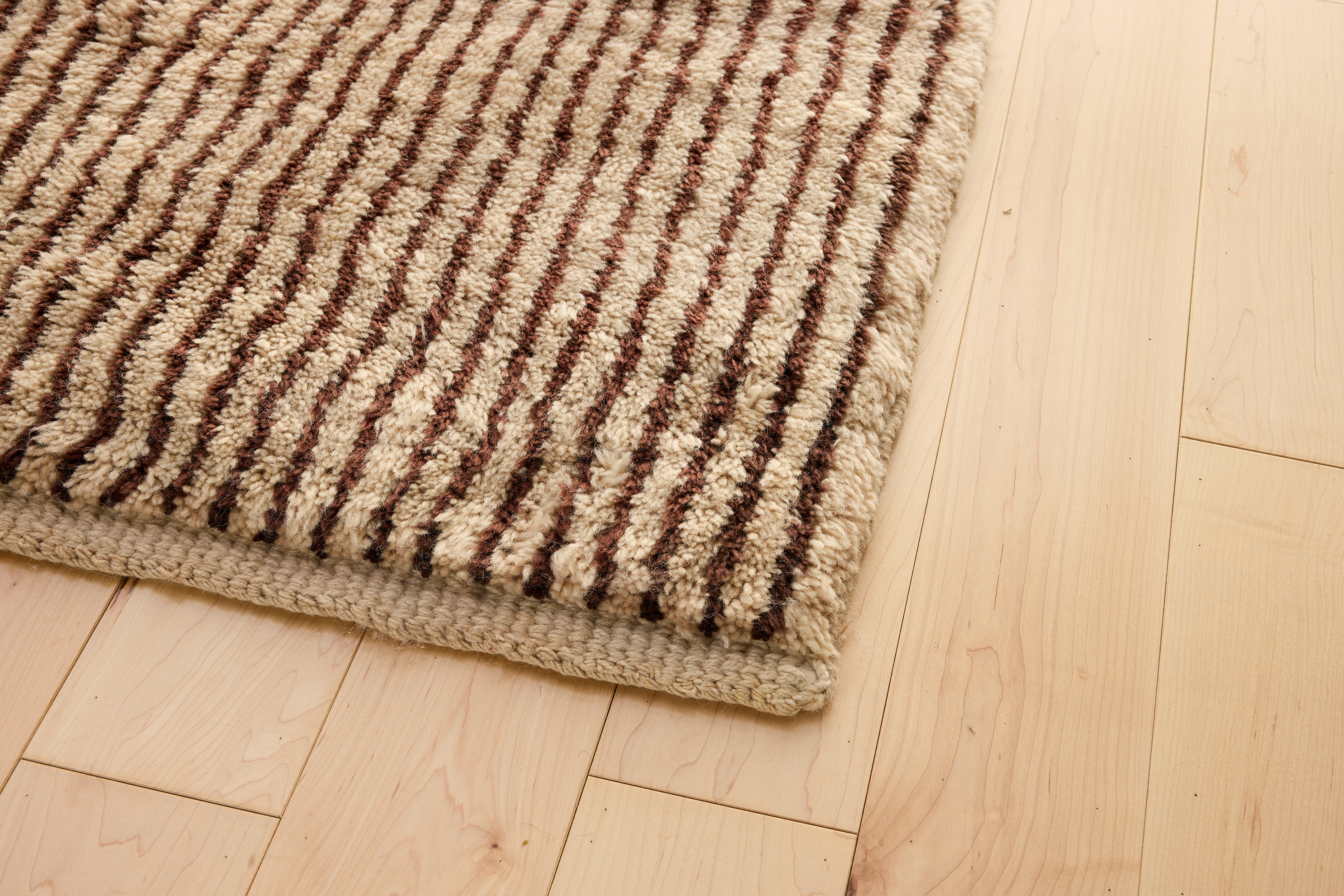 Borderline Wool Moroccan Rug - 9' x 12',  Natural