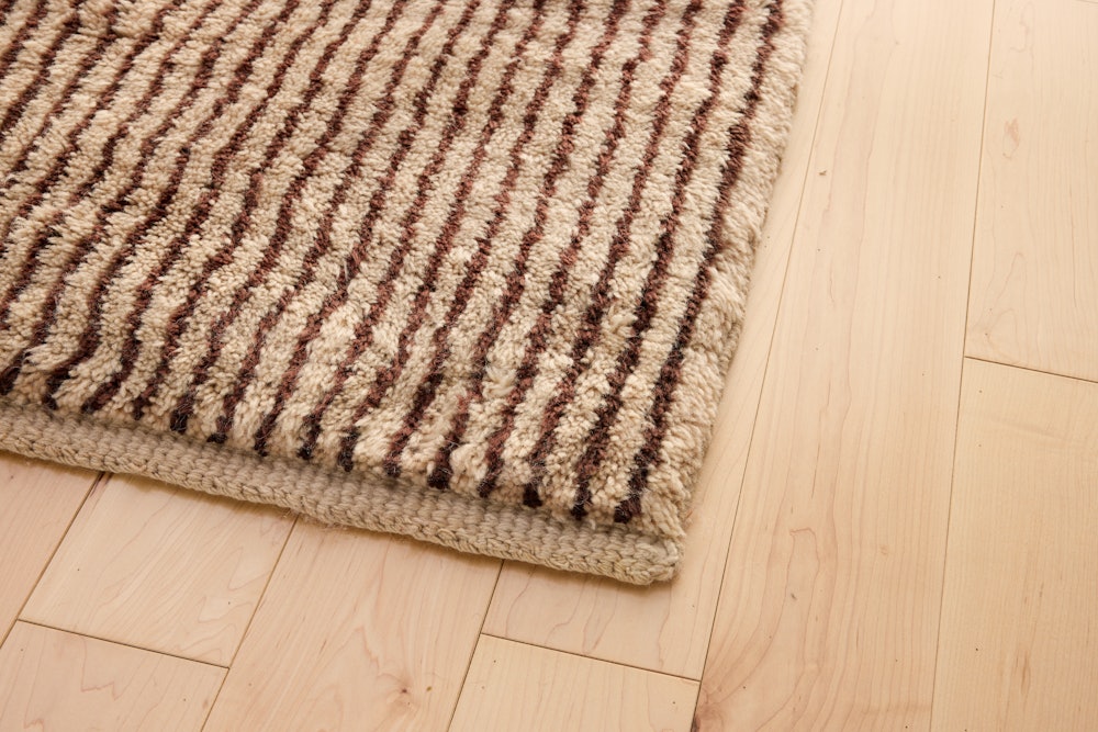 Borderline Wool Moroccan Rug - 9' x 12',  Natural